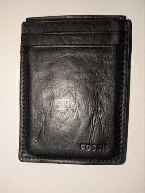 Fossil Black Leather Slim Magnetic Card Sleeve